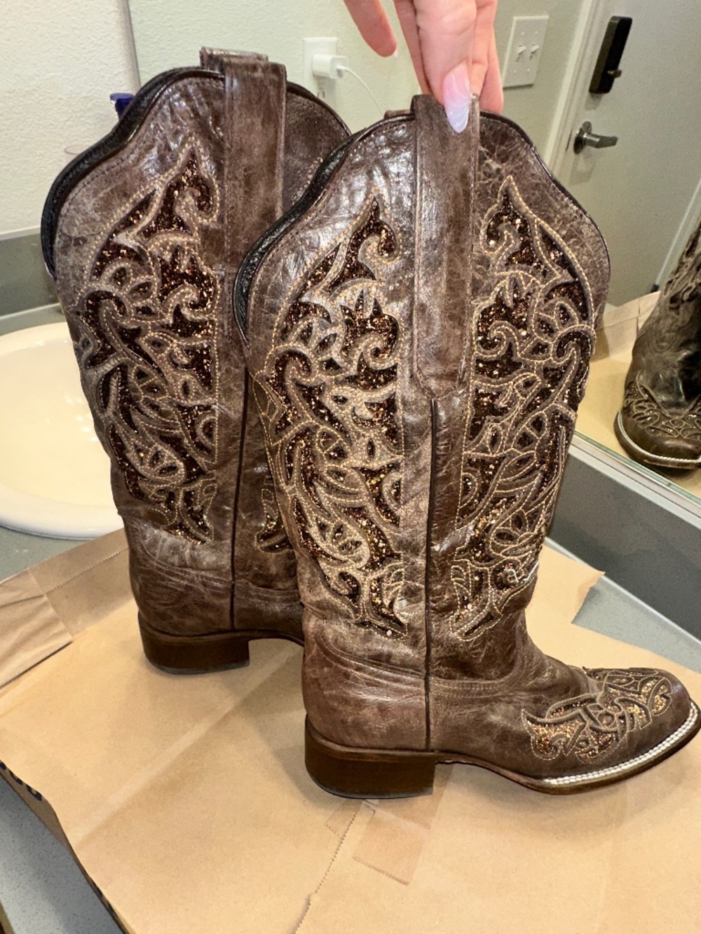 J.B. Dillon Brown Cowboy Boots Size 10.